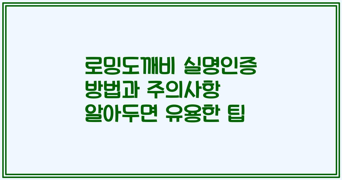 로밍도깨비 실명인증 방법과 주의사항 알아두면 유용한 팁