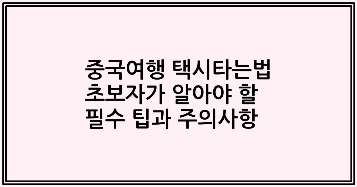 중국여행 택시타는법 초보자가 알아야 할 필수 팁과 주의사항